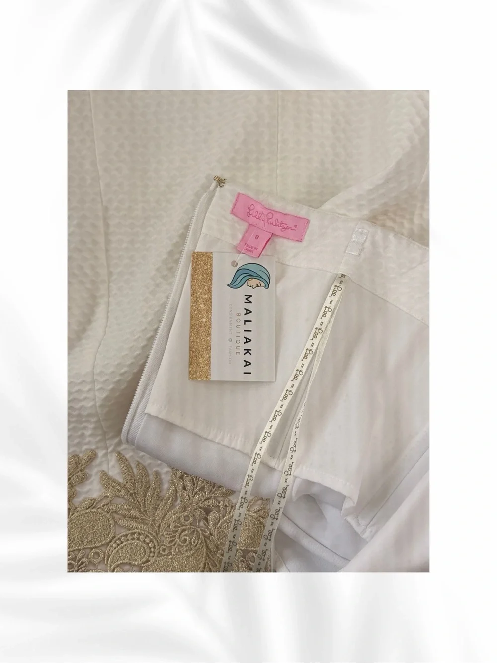 Lilly Pulitzer White Strapless Dress with Gold Embroidery size 8 - Picture 5 of 5